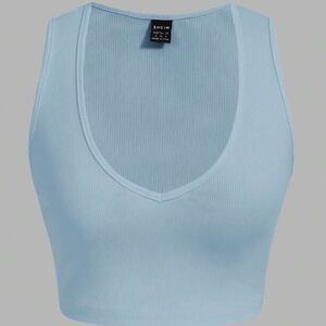 Light Blue Ribbed Tank Top